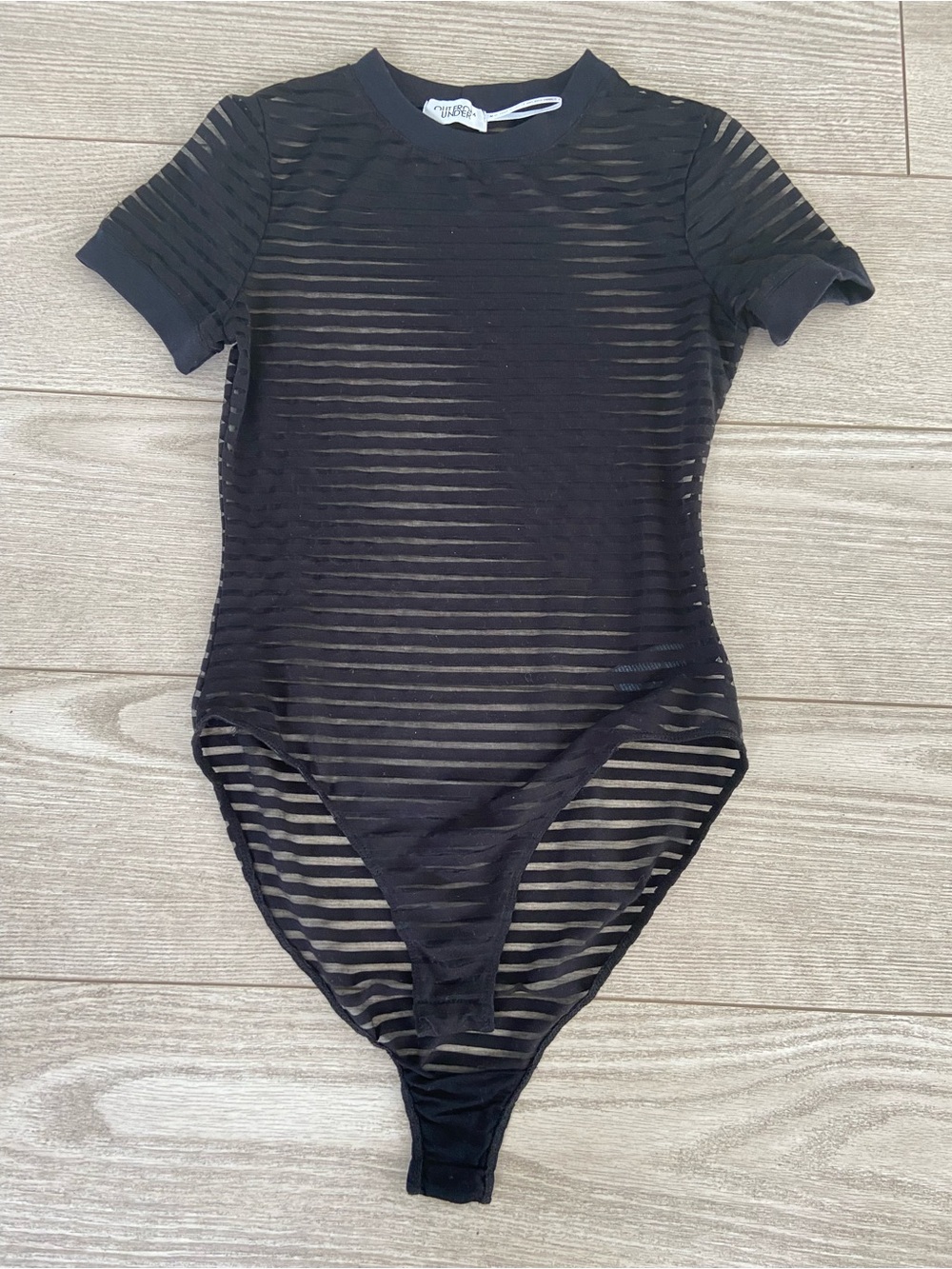 Urban Outfitters Black Sheer Striped women’s One-Piece Bodysuit.Size: Small.